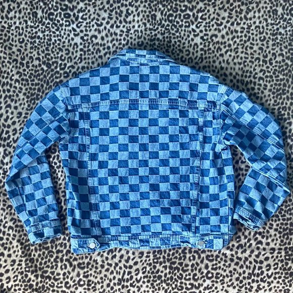 SHEIN (Size S) Blue Denim Checkered Jacket - Picture 3 of 6